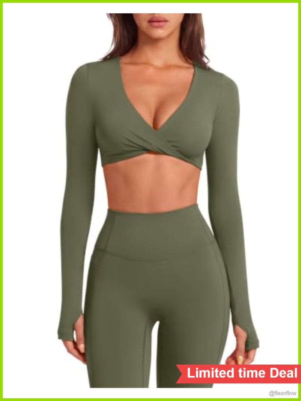 SUUKSESS Women 2 Piece Workout Set Padded Twist Crop Top Leggings